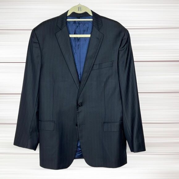 Brooks Brothers 1818 Regent Fit Wool Dark Blue Striped Suit Jacket Blazer  42R - Picture 1 of 12